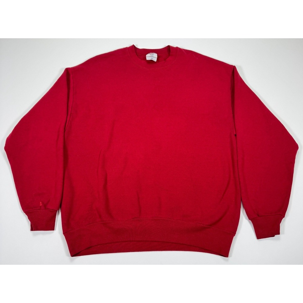 VTG Jerzees NuBlend Crewneck Blank LS Sweatshirt XL Red Cotton Blend USA 90s